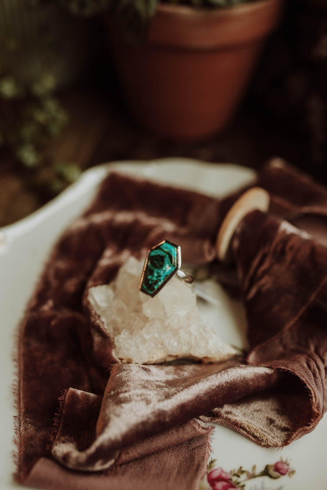 Chrysocolla Coffin Ring - Sterling Silver PBM26