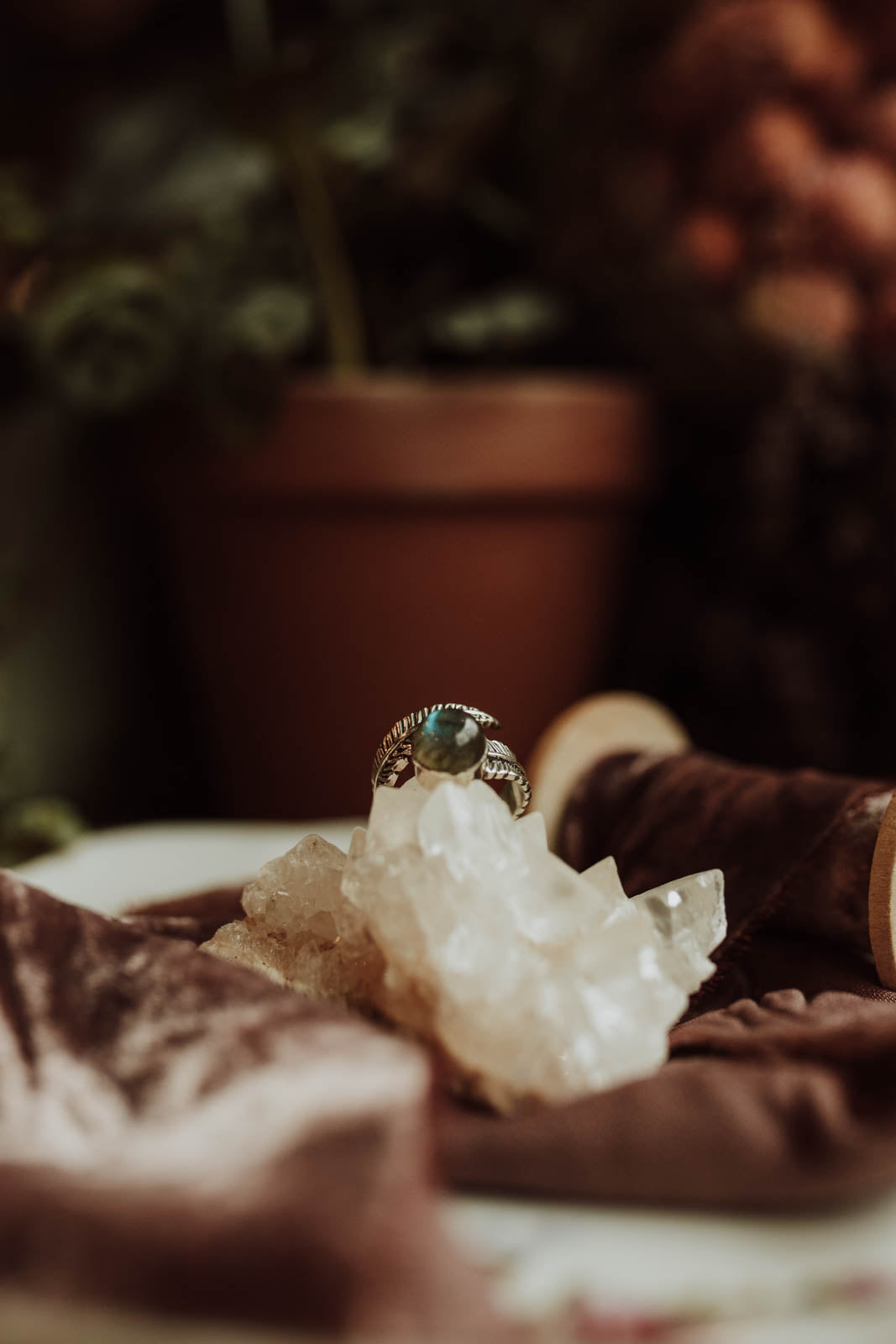 Labradorite Feather Wrap Ring - Sterling Silver PBM26