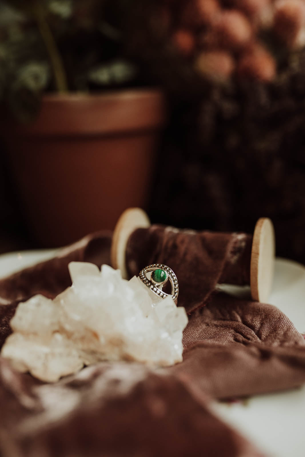 Malachite Evil Eye Ring - Sterling Silver PBM26