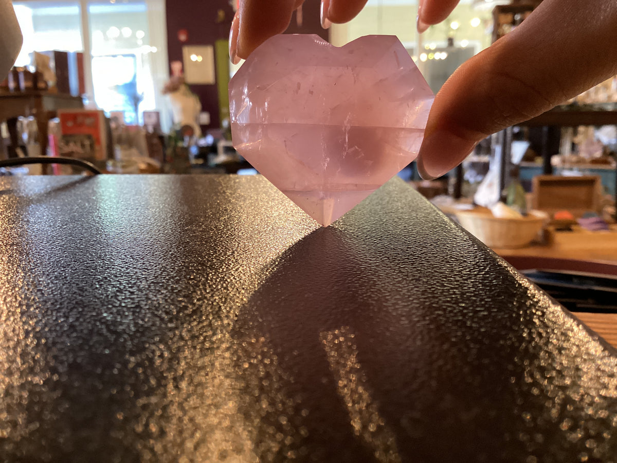 Geometric rose quartz heart
