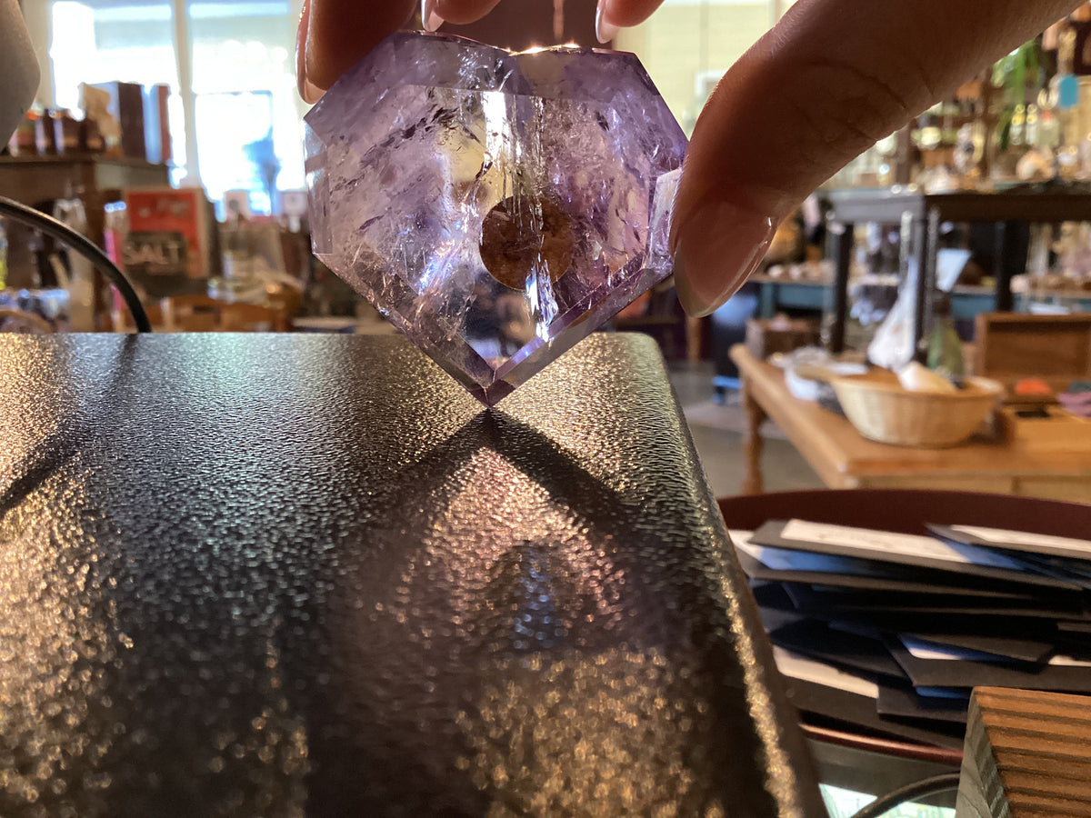 Geometric amethyst heart