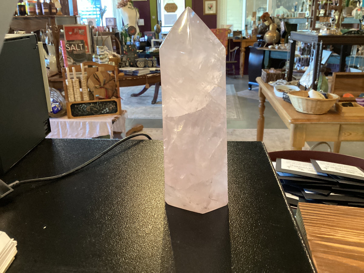 Girasol rose quartz tower