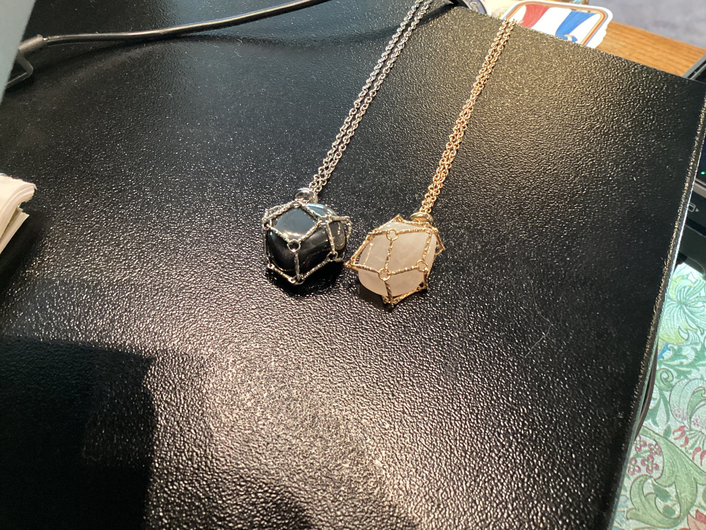 Metal Crystal Basket Necklace