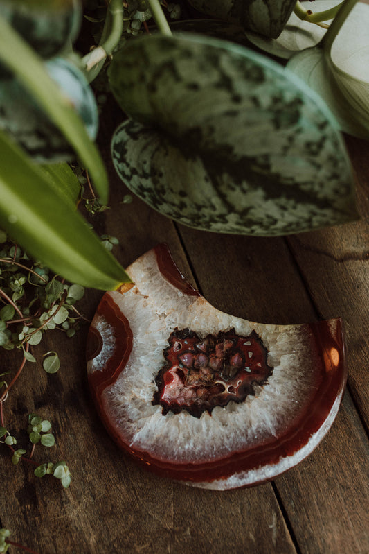 Carnelian Druzy Moon