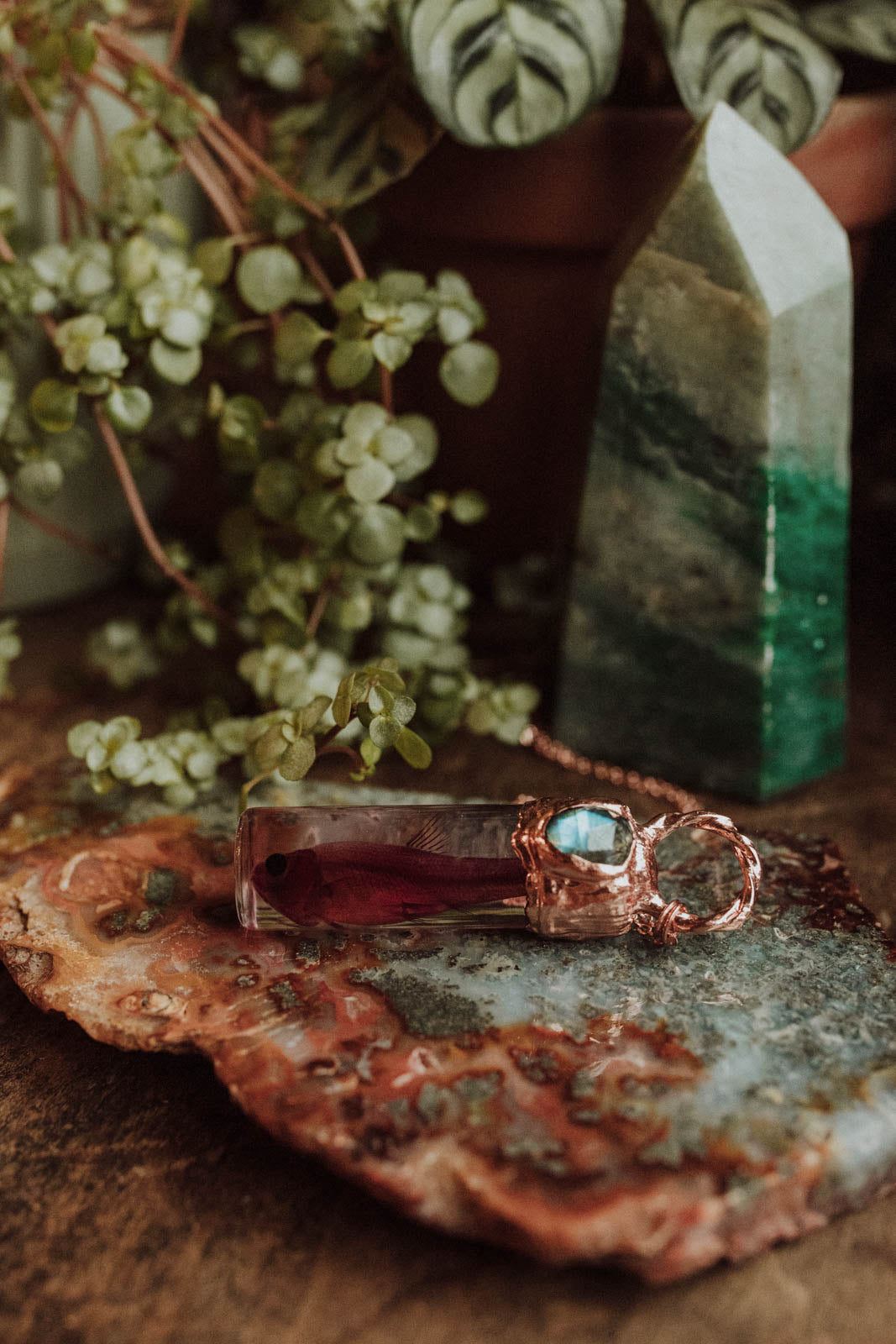 Labradorite and Minnow Oddity Necklace