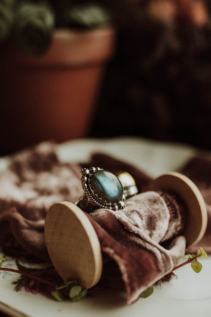Labradorite Etched Band Ring - Sterling Silver PBM26