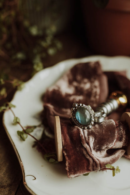 Labradorite Etched Band Ring - Sterling Silver PBM26