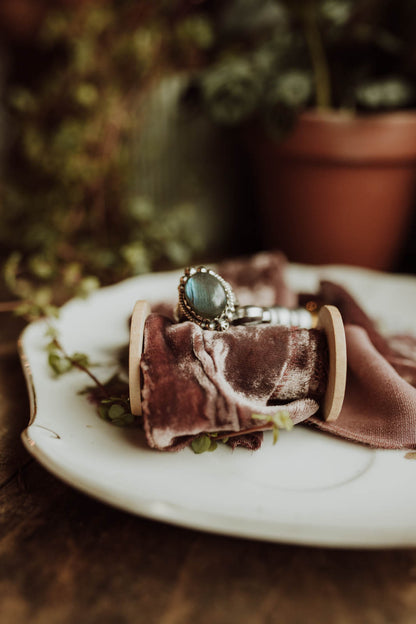 Labradorite Etched Band Ring - Sterling Silver PBM26