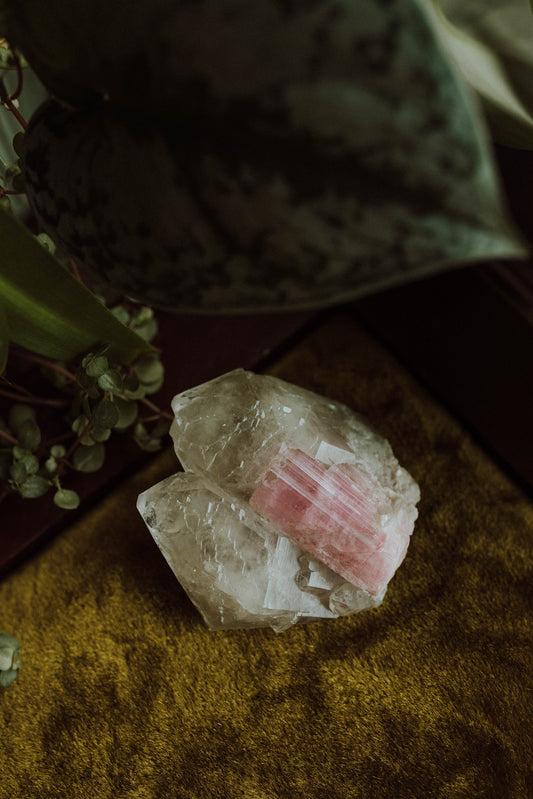Pink Tourmaline in Quartz