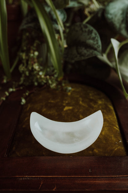 Natural Selenite Moon Bowls