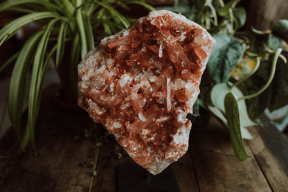 Tangerine Quartz Cluster on Stand